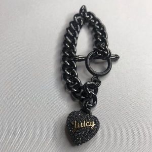 Juicy Couture black rhinestone heart bracelet